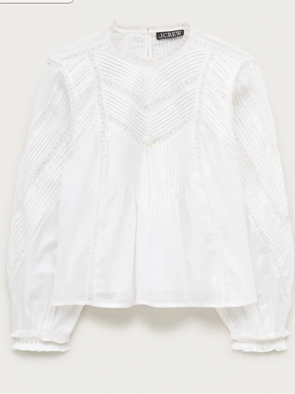 J crew white Lace-trim pintuck top in cotton voile - Picture 1 of 2